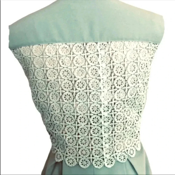 -ESLEY MIDI DRESS CROCHET SLEEVELESS SEA GREEN & CREAM SZ MEDIUM - Picture 4 of 6
